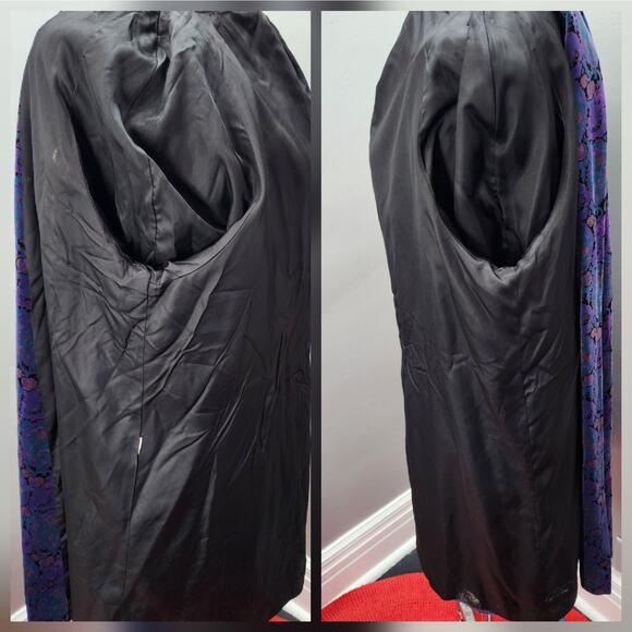 80s Vintage Velvet Oversize Coat Jacket Classic 80s - L - Picture 8 of 10